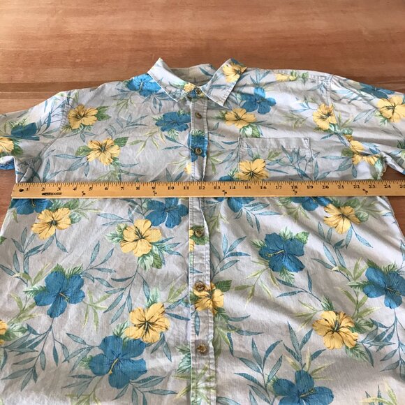 Cooke Street Hawaiian Shirt Men XL Blue Floral Button Up Pocket Short Sleeve - Picture 7 of 12